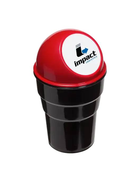 Red Car Cup Holder Trash Can w/Impact Logistics Logo