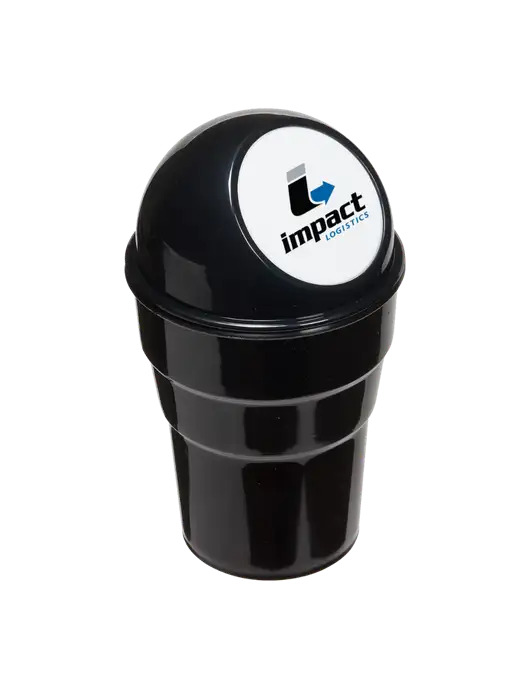Black Car Cup Holder Trash Can w/Impact Logistics Logo