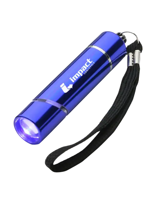 Blue Aluminum Scope LED Flashlight w/Impact Logistics Logo