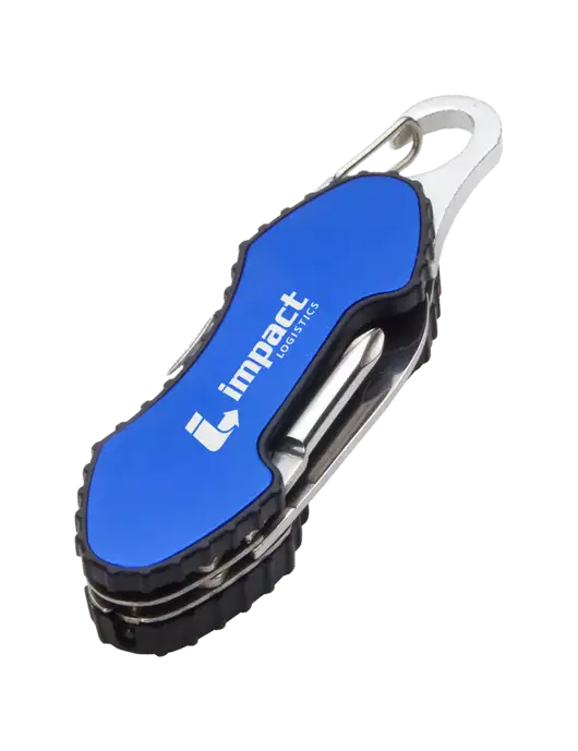 Blue 6 in 1 Tool with Carabiner w/Impact Logistics Logo