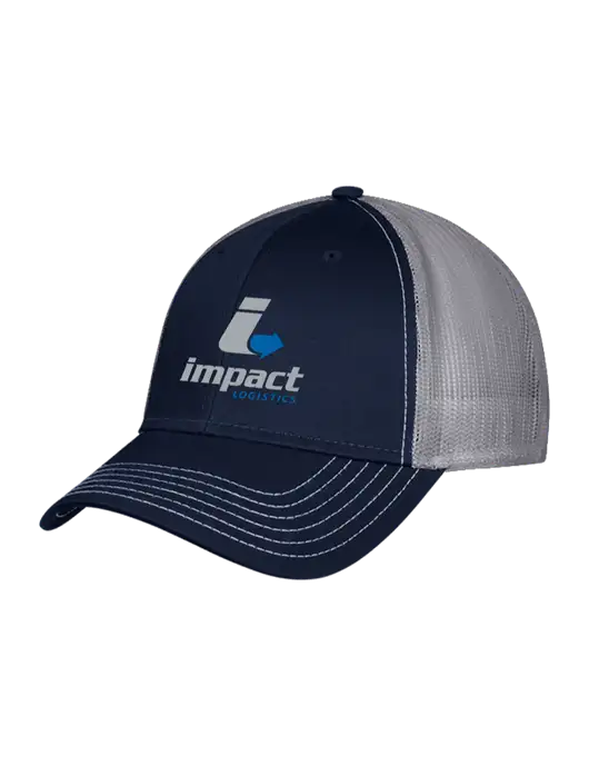 Navy & Grey Mesh Trucker Cap Snap Back w/Impact Logistics Logo