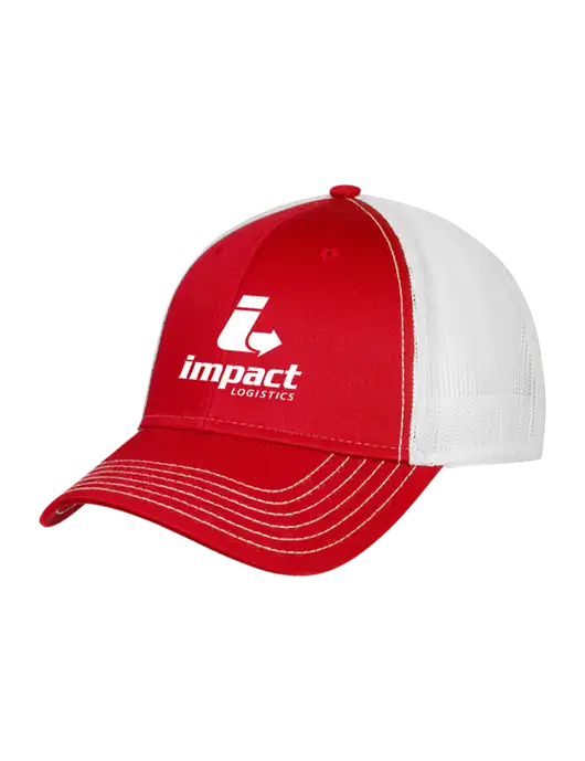 Red/White Mesh Trucker Cap Snap Back w/Impact Logistics Logo