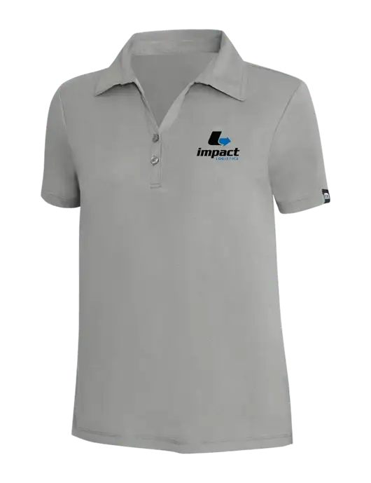 TravisMathew Light Grey Heather Womens Coto Performance Polo w/Impact Logistics Logo