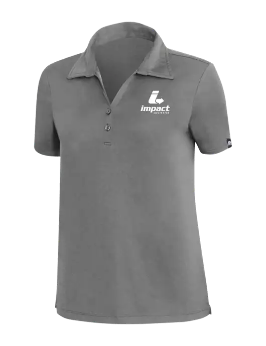 TravisMathew Med Dark Grey Womens Coto Performance Polo w/Impact Logistics Logo