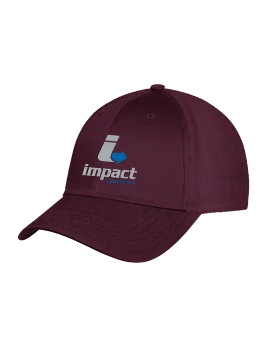 Maroon Mesh with Maroon Stitching on Bill Trucker Cap Snap Back w/Impact Logistics Logo