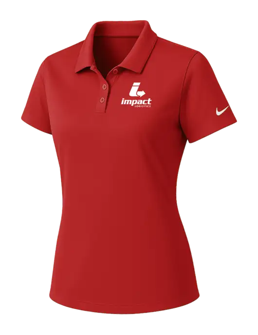Nike Womens Red Dry Essential Solid Polo w/Impact Logistics Logo