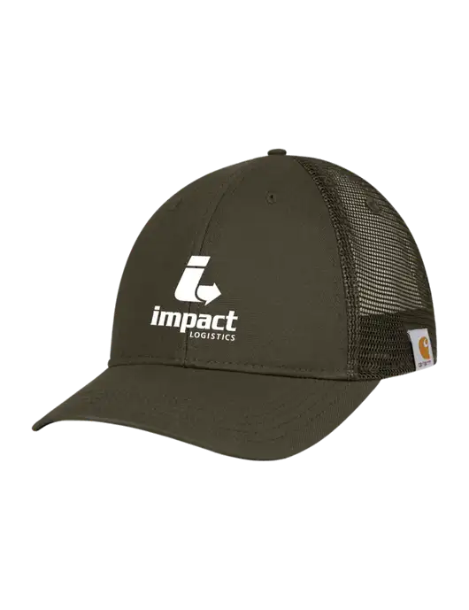 Carhartt Dark Olive Canvas Trucker Cap w/Impact Logistics Logo