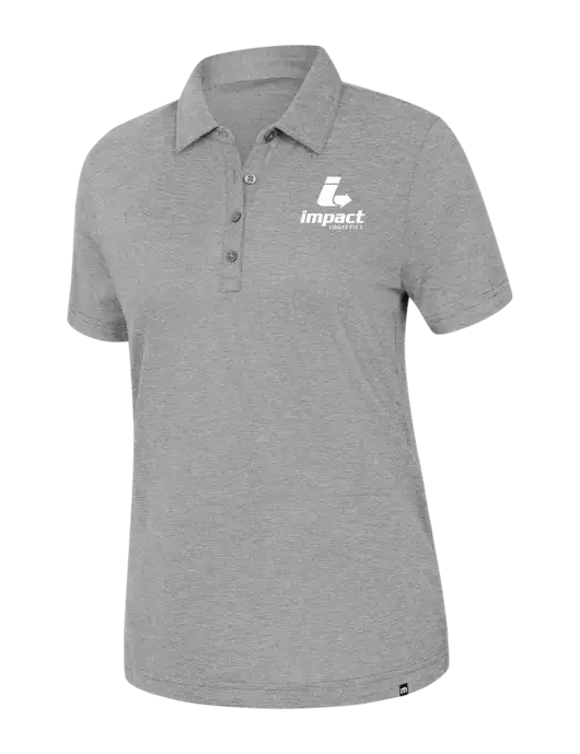 TravisMathew Womens Light Grey Heather Sunnyvale Polo w/Impact Logistics Logo