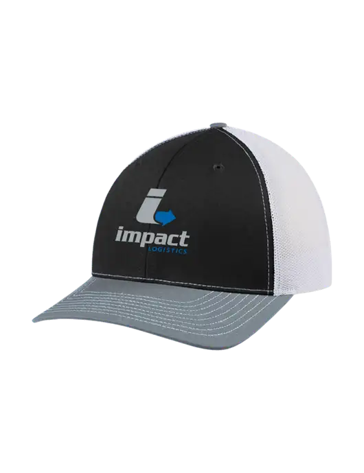 Richardson Adjustable Snapback Original 112 Trucker Cap Black/Light Heather Grey/White Mesh w/Impact Logistics Logo