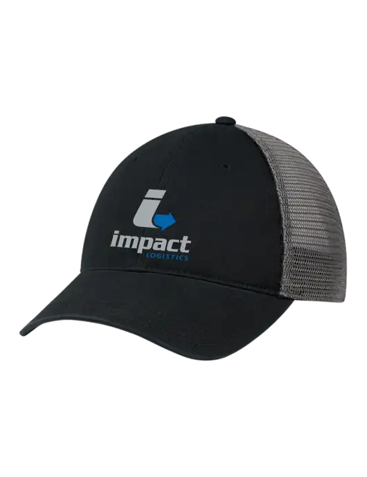 Richardson 111 Garment Washed Trucker Cap Black w/Charcoal Mesh w/Impact Logistics Logo