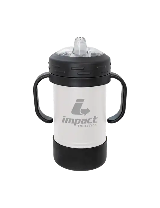 Polar Camel 10 oz Powder Coated White Sippy Cup w/Impact Logistics Logo