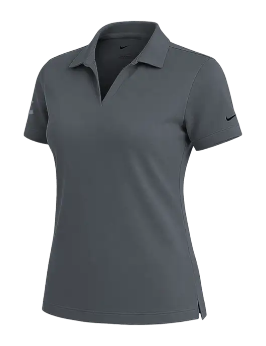 NIKE Dark Grey Womens Dri-Fit Micro Pique Polo w/Impact Logistics Logo