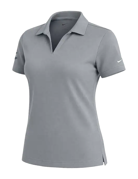 NIKE Medium Grey Womens Dri-Fit Micro Pique Polo w/Impact Logistics Logo