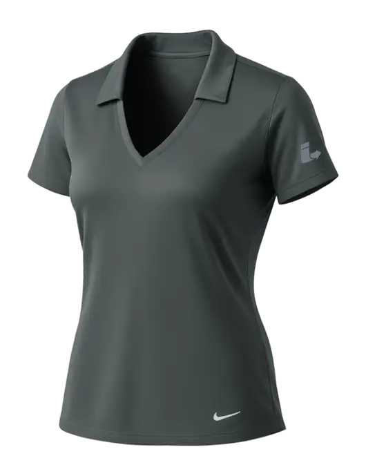 NIKE Dark Grey Womens Dri-Fit Vertical Mesh Polo w/Impact Logistics Logo