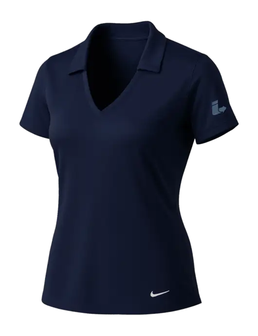 NIKE Dark Navy Womens Dri-Fit Vertical Mesh Polo w/Impact Logistics Logo