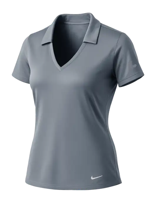 NIKE Medium Grey Womens Dri-Fit Vertical Mesh Polo w/Impact Logistics Logo